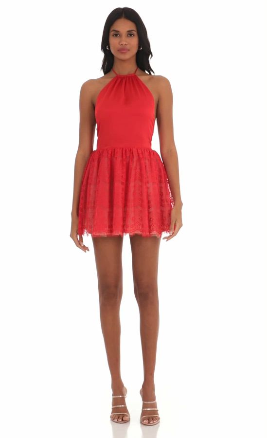 maison celon】lace belted halter dress maison celon】lace belted