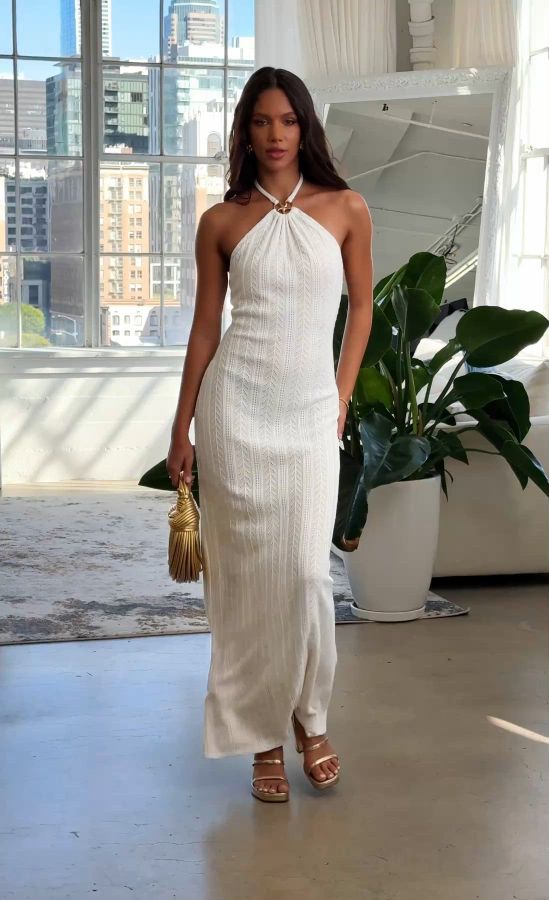 Starfish Crochet Maxi Dress in Ivory | LUCY IN THE SKY