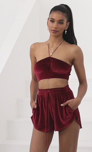 Halter Top- Cherry Red Velvet – HeyHey & Co