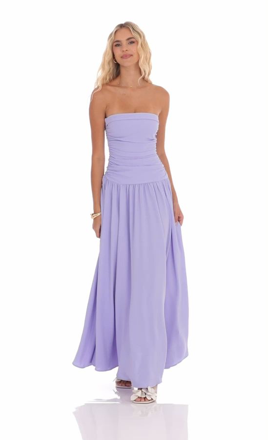 sachin and babi light blue dress Strapless Drop Waist Maxi Dress in Cream