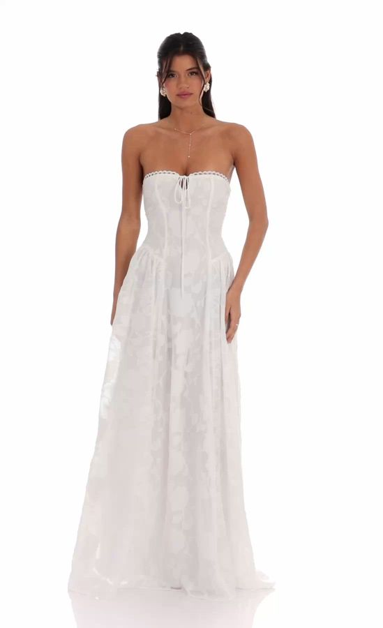 life of love white floral lace short sleeve maxi dress Hearts Aflutter Long Sleeve Open Back Lace Mini Dress White main image 1