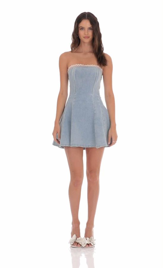 chinese dress ladies LACE ME UP DENIM MINI DRESS  AKIRA