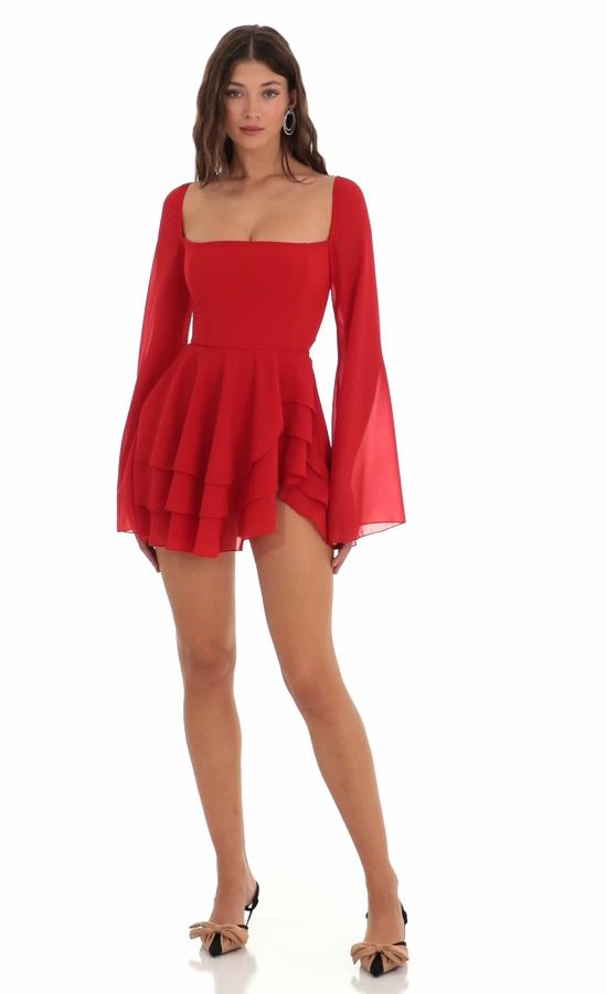 red chiffon dress with sleeves A Line Dark Grey Long Chiffon Mother of the Bride Dress with Slit