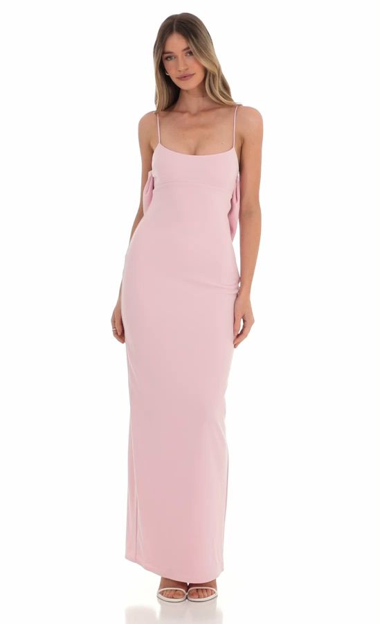 Back Bow Maxi Dress In Pink