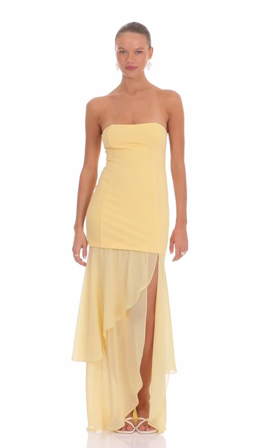Search Results For Yellow Strapless Maxi Dresses