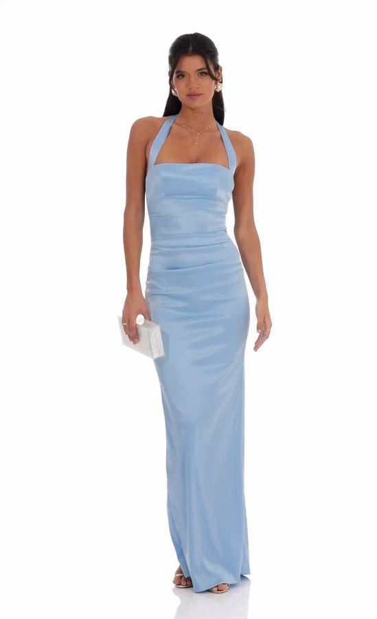 【送料&関税込】C.P. Company Light Blue Halter Long Dress C.P. Company Light Blue Halter Long Dress - ShopStyle