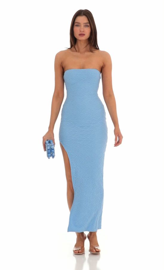 Textured Bodycon Dress in Light Blue | LUCY IN THE SKY