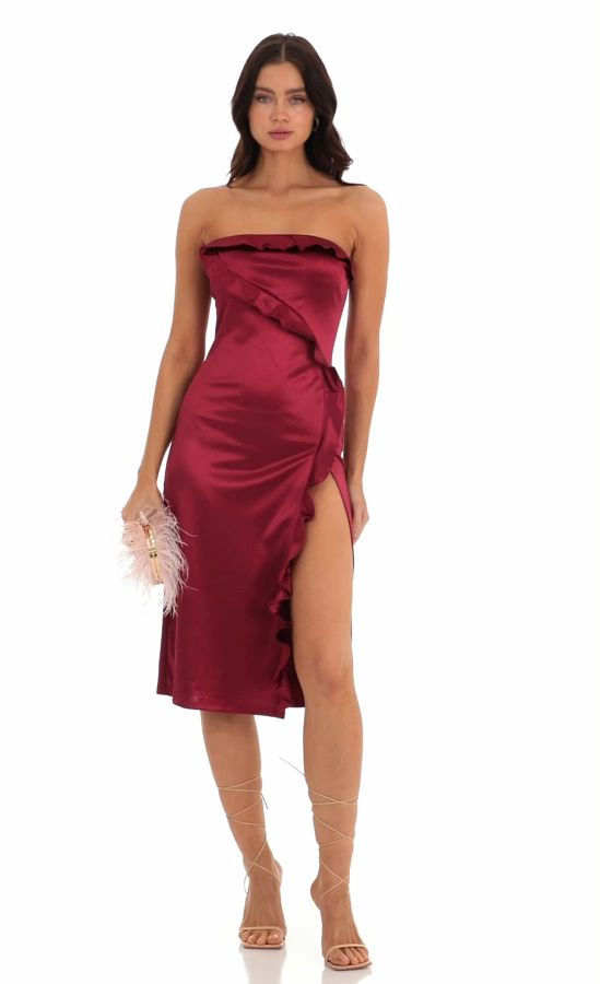 Kathy Lace Bodycon Dress in Maroon