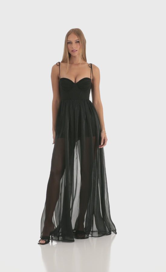 Alida Corset Maxi Dress in Black