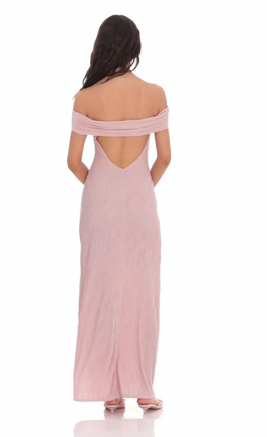 knee length dresses for ladies Azura Off The Shoulder Maxi Dress Pink