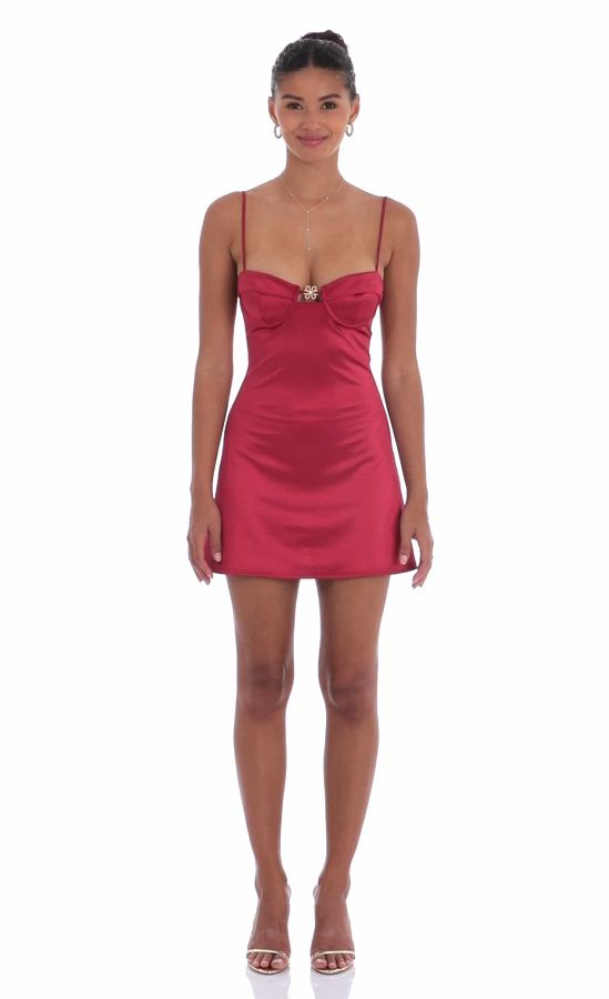 satin hook dress Satin Front Hook Dress in Maroon