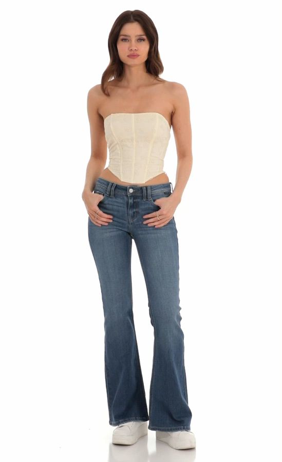 Floral Embroidered Corset Top on Cream