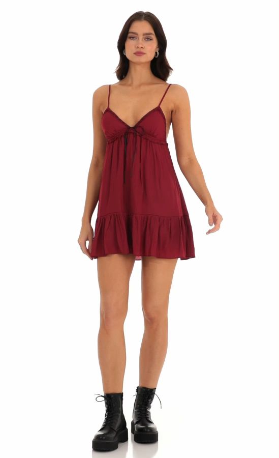 burgundy babydoll dress Ladivine CF055 Size 4 Burgundy Convertible Dress Bridesmaid Bridal Party Gown Chiffon main image 1