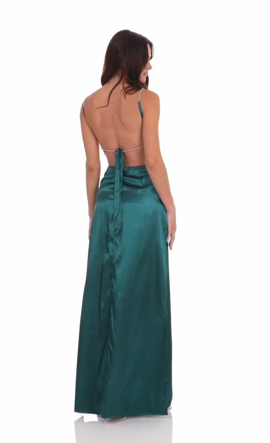 green emerald velvet dress Self-Portrait - Green Rhinestone Maxi Dress
