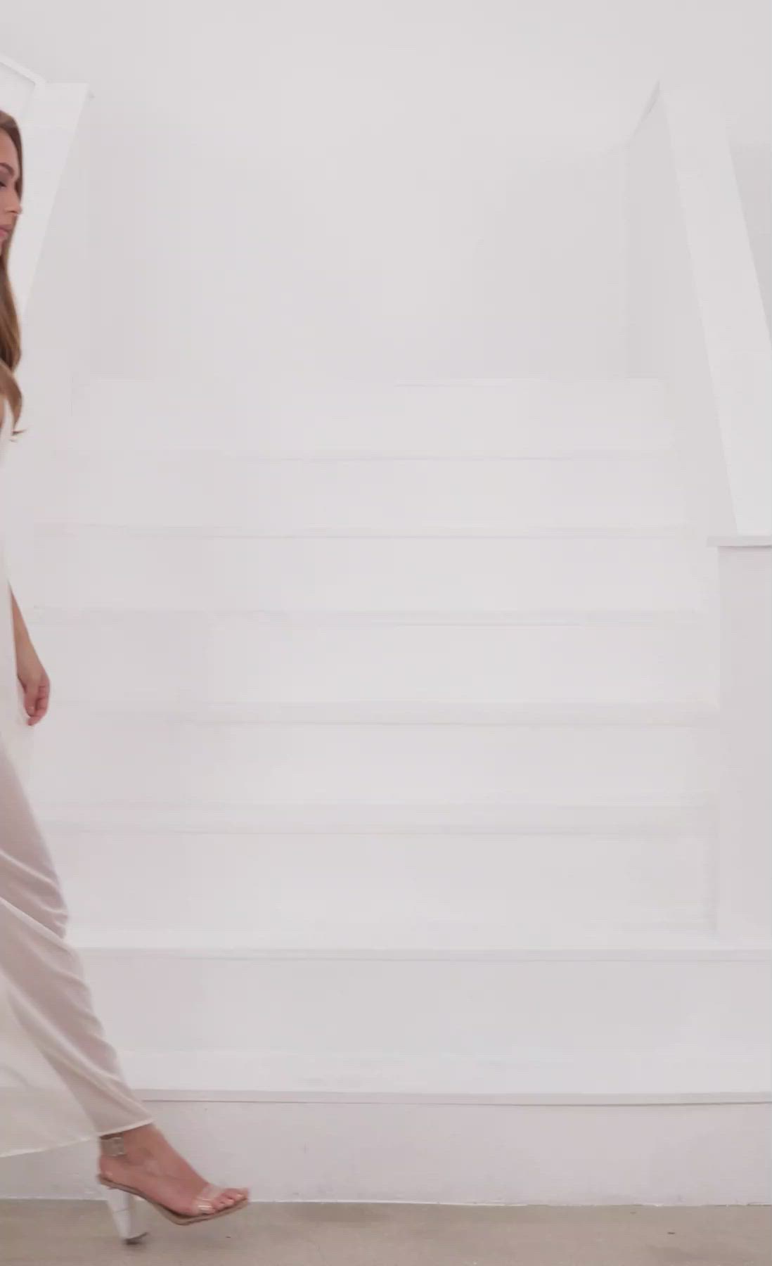 Ivory Chiffon Slit Maxi Dress | LUCY IN THE SKY