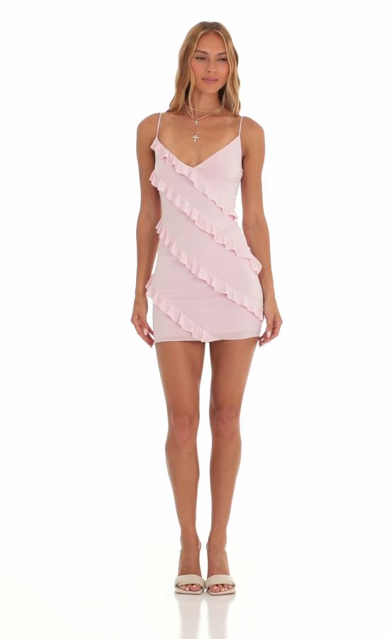 Ruffle Mini Dress In Pink