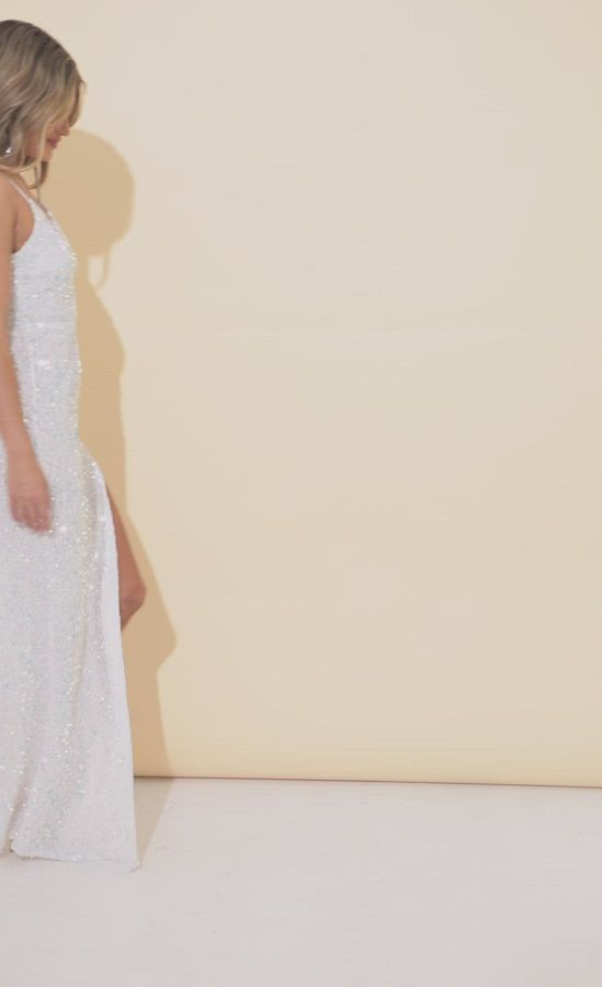 Valhalla White Sequin Lace-Up Maxi Dress