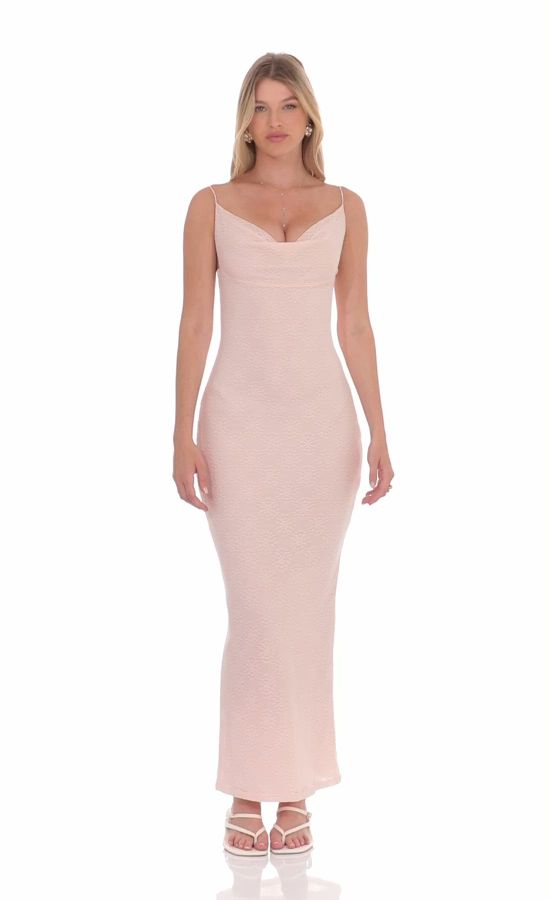 chinese dress ladies Alianna Cowl Neck Mesh Maxi Dress