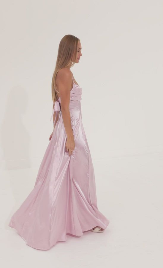 knee length dresses for ladies Cowl Back Satin Charmeuse Maxi Dress main image 0