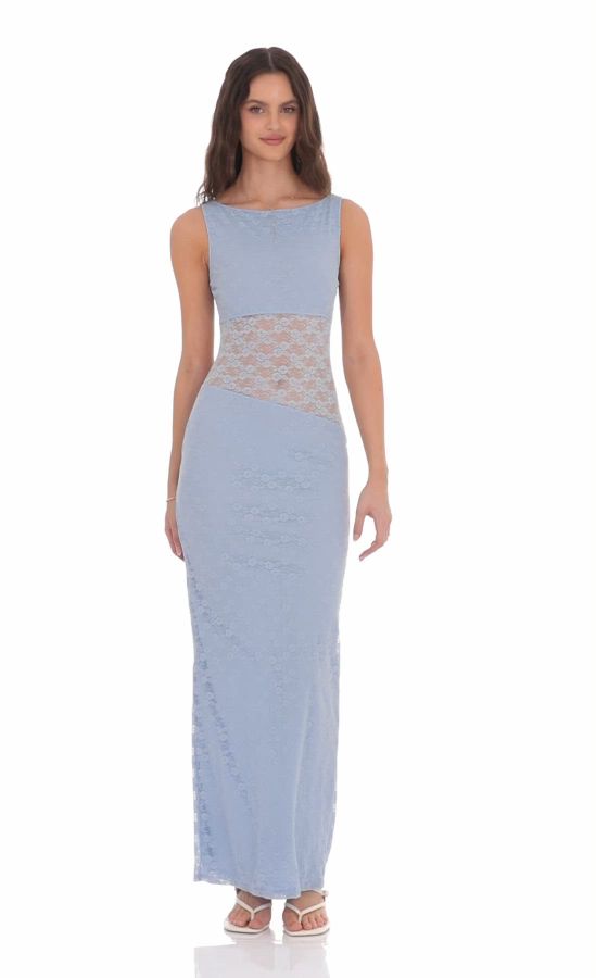 chinese dress ladies Zapaka Women Dusty Blue Lace A-Line Mother of The Bride Dress Half Sleeves Tea Length Wedding Guest Bride Dress, Grey Blue / US6 main image 1