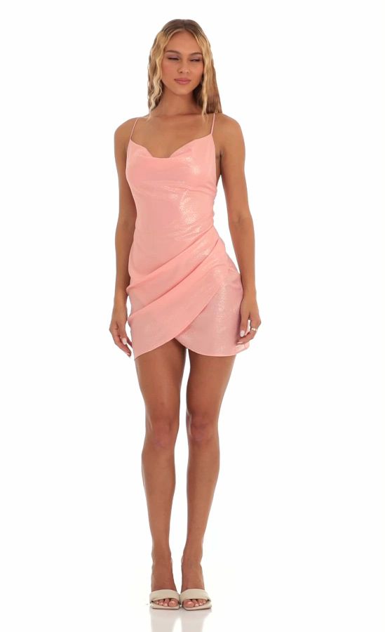 Satin Strapless Slip Dress in Pink