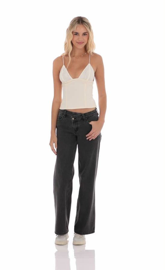 Low Rise Cross Jeans in Black | LUCY IN THE SKY